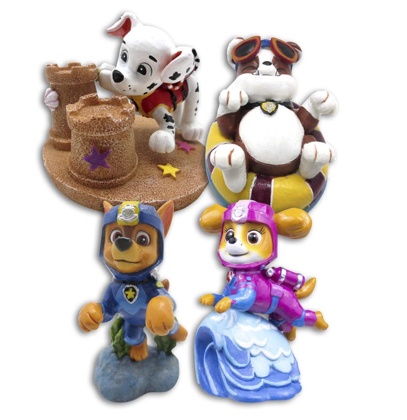 Penn Plax Penn-Plax Paw Patrol Aquarium Ornament Bundle, Safe for Both Freshwater and Saltwater Aquariums - Includes Chase, Marshall, Rubble, and Skye â€“ 4 Pieces â€“ Mini - Image 1